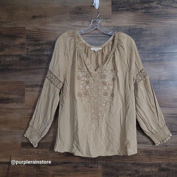 Solitare Floral Embroidered Top L Crochet Lace Coquette Ethereal Country Girl - Picture 1 of 12